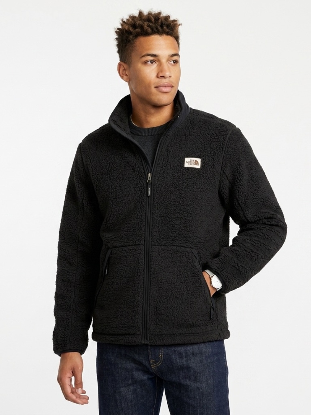 The North Face Campshire Full Zip Sherpa Fleece Jacket Black Mens L